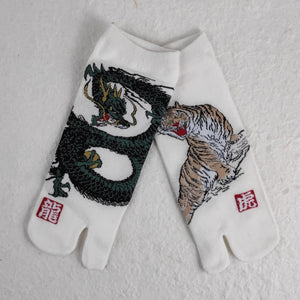 2 Toe Tabi Socks - Dragon and Tiger - Pac West Kimono