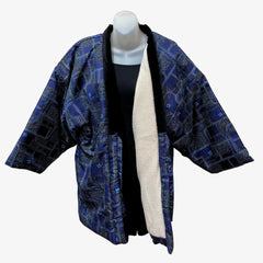 10% OFF Made in Japan Vintage Hanten Vest Slight Padding Sashiko Pattern Indigo Blue Kimono Robe good Jacket