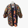 Traditional Japanese reversible Hanten coat - Blue floral pattern and colorful crane origami print - Pac West Kimono