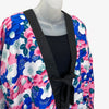 Traditional Japanese reversible Hanten coat - blue flower print and orange flower print - Pac West Kimono