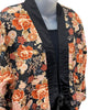 Traditional Japanese reversible Hanten coat - Floral print and blue geometric print - Pac West Kimono