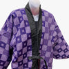 Traditional Japanese reversible Hanten coat - Purple square design and pink with sakura pattern - Pac West Kimono