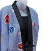 Traditional Japanese reversible Hanten coat (unisex) - Stripe kabuki print in blue - Pac West Kimono
