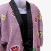 Traditional Japanese reversible Hanten coat (unisex) - Stripe kabuki print in brown - Pac West Kimono