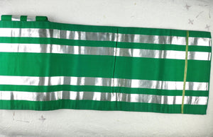 Vintage Nagoya Obi - Green with silver stripes - Pac West Kimono