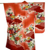 Vintage Traditional Furisode Kimono - Orange purple, white, yeellow flowers - Pac West Kimono
