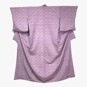 Vintage Traditional Homongi Kimono - Lilac with Japanese parasol design (obi included) - Pac West Kimono