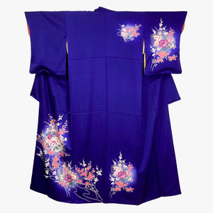 Vintage Traditional Homongi Kimono - Royal purple with floral designs - Pac West Kimono