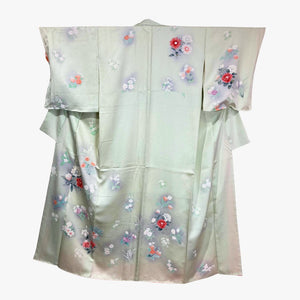 Vintage Traditional Homongi Kimono - Seafoam green with floral design - Pac West Kimono