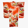 Vintage Traditional Kimono - Orange with floral designs and gold accent - Pac West Kimono