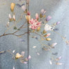 Vintage Traditional Komon Kimono - Meander blue with magnolia flowers - Pac West Kimono