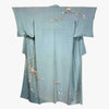 Vintage Traditional Komon Kimono - Meander blue with magnolia flowers - Pac West Kimono