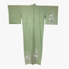 Vintage Traditional Summer Komon Kimono - Green with floral designs - Pac West Kimono