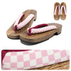 Women's Wooden Geta Sandals - Checkered Pink - Pac West Kimono