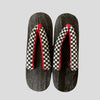Women's Wooden Geta Sandals - black checkered print - Pac West Kimono