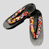 Women's Wooden Geta Sandals - Black with colourful floral print - Pac West Kimono