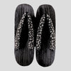 Women's Wooden Geta Sandals - Black with white flower pattern - Pac West Kimono