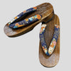Women's Wooden Geta Sandals - Navy blue with gold details - Pac West Kimono
