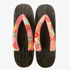 Women's Wooden Geta Sandals - Pink and red floral print - Pac West Kimono