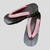 Women's Wooden Geta Sandals - Pink checkered print - Pac West Kimono