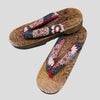 Women's Wooden Geta Sandals - Red and navy blue floral pattern - Pac West Kimono