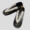Women's Wooden Geta Sandals - White with black flower pattern - Pac West Kimono