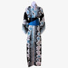 Women's Yukata - Black with blue and white floral print - Pac West Kimono
