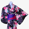 Women's Yukata - Black with rose print - Pac West Kimono