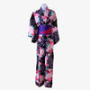 Women's Yukata - Black with rose print - Pac West Kimono