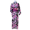 Women's Yukata - Lace butterfly design with purple and pink flowers and glitter outlines - Pac West Kimono