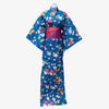 Women's Yukata - Large blue with pink, yellow and white chrysanthemum print - Pac West Kimono