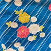 Women's Yukata - Large blue with pink, yellow and white chrysanthemum print - Pac West Kimono