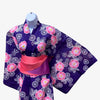 Women's Yukata - Large purple with pink flower pattern - Pac West Kimono