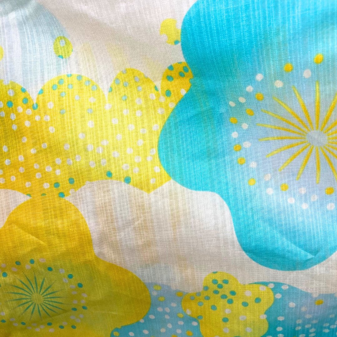 Womens Yukata Large Yellow And Blue Floral Print Pac West Kimono