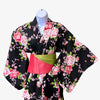 Women's Yukata - Rose print in black - Pac West Kimono