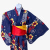 Women's Yukata - Yellow flower print in navy blue - Pac West Kimono