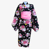 Yukata Girls - Black with pink flowers & yellow hearts - Pac West Kimono