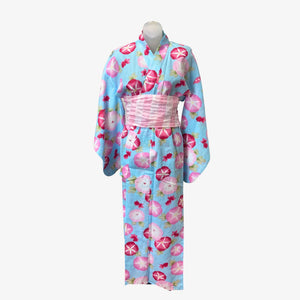 Yukata Girls - Blue with morning glory flower - Pac West Kimono