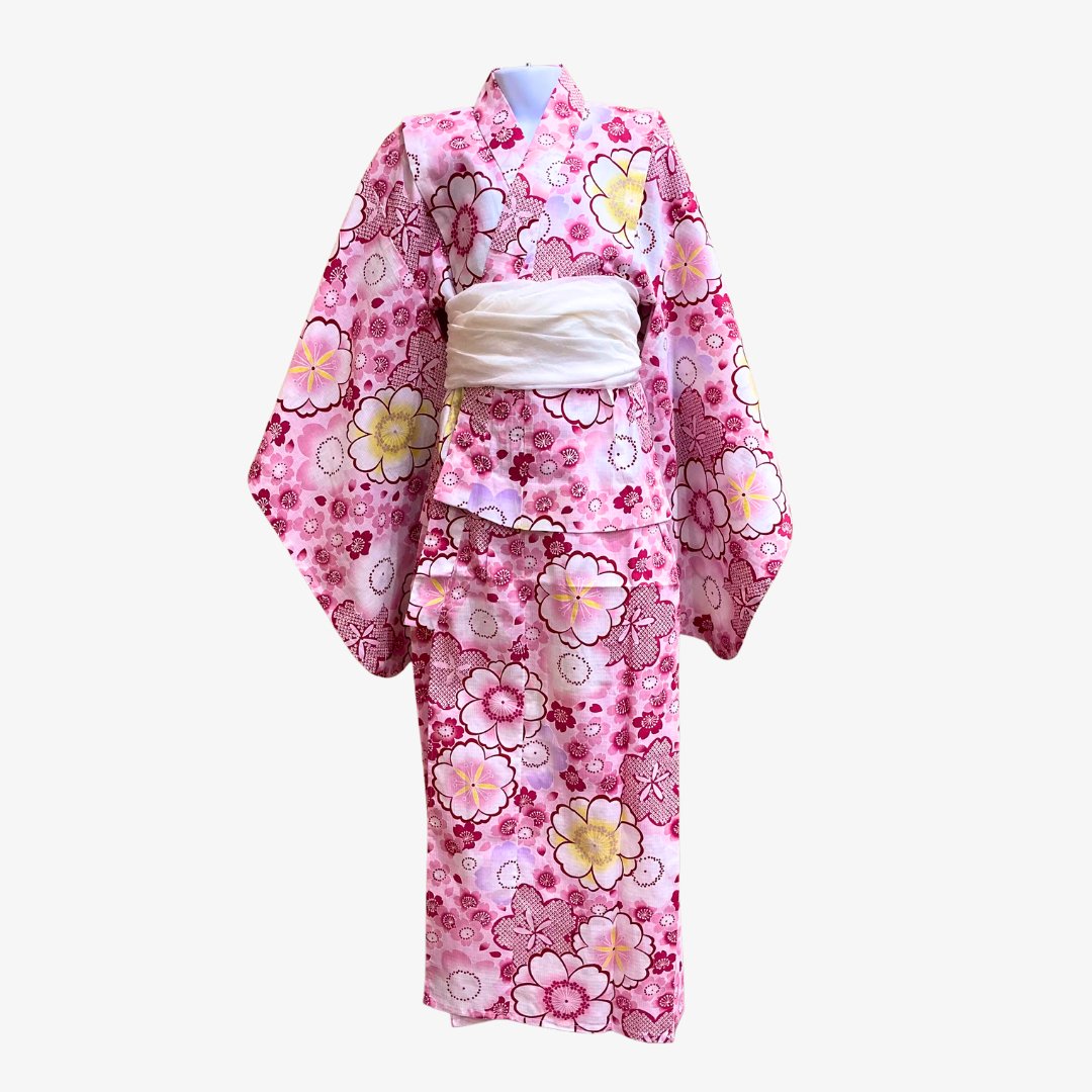 Yukata Girls - Pink with large sakura print | Pac West Kimono