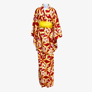 Yukata Girls - Red and yellow geometric pattern - Pac West Kimono