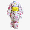 Yukata Girls - White with pink flower pattern - Pac West Kimono